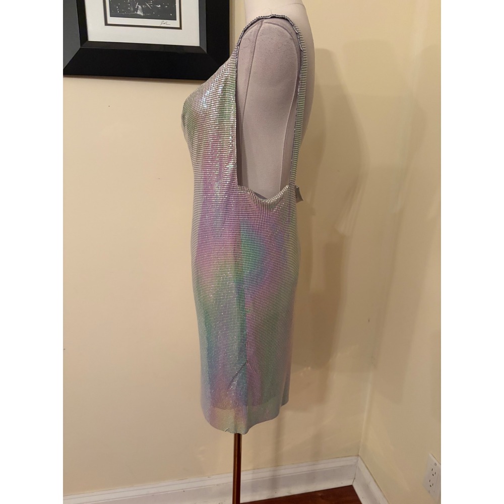 House of Harlow 1960 Iridescent Rhinestone Mini Dress Cowl Neck Open Back Small - Picture 6 of 7